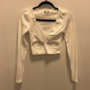 Cropped White Long Sleeve with cutout